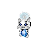Silver cat gem charm