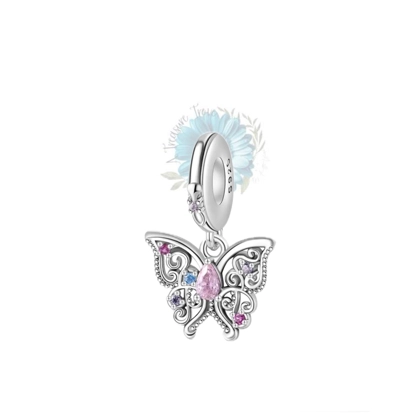 Silver jewelled butterfly charm Silver jewelled butterfly charm