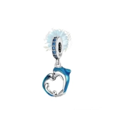 Dolphin and wave heart shape charm