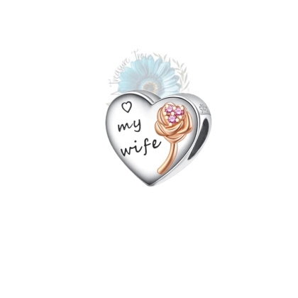 Wife rose heart charm Wife rose heart charm
