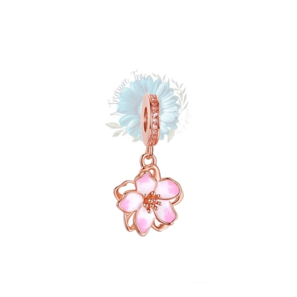 Rose gold pink flower dangle charm Rose gold pink flower dangle charm