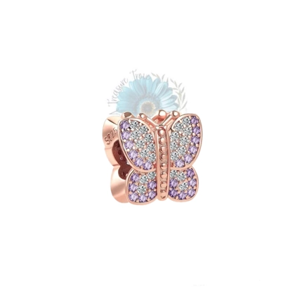Rose gold jewelled butterfly charm Rose gold jewelled butterfly charm