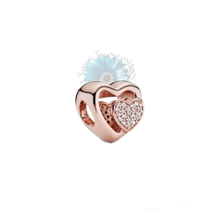 Rose gold double heart charm Rose gold double heart charm