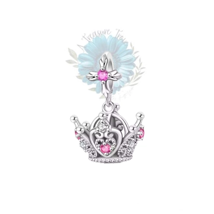 Silver gemmed crown charm