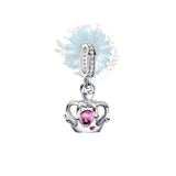 Silver pink gem crown charm