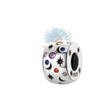 Round coloured stone moon and star charm