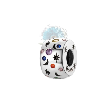 Round coloured stone moon and star charm Round coloured stone moon and star charm