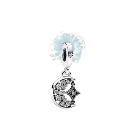 Silver moon and star dangle charm Silver moon and star dangle charm