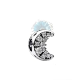 Silver jewelled moon charm
