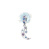 Silver jewelled moon and star charm