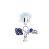 Rocket, astronaut and planet charm