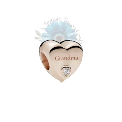 Grandma rose gold heart charm