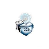 Blue 2024 heart graduation charm