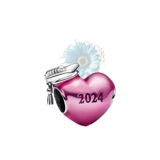 Pink 2024 heart graduation charm