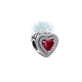 Red stone love heart charm