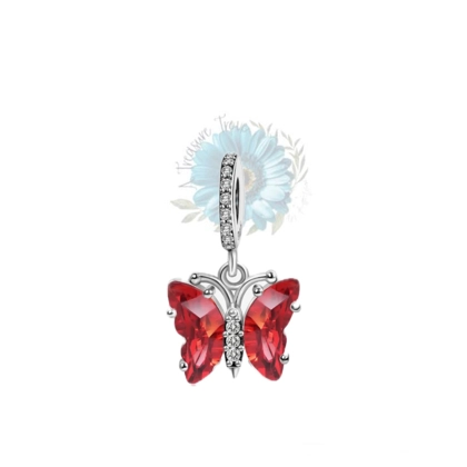 Red glass butterfly charm Red glass butterfly charm