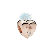 Wife rose gold heart charm