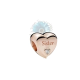 Sister rose gold heart charm