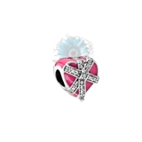 Pink heart present charm
