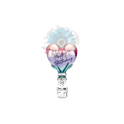 Happy birthday heart balloon and present charm Happy birthday heart balloon and present charm
