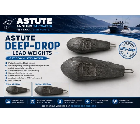 Astute Deep-Drop Lead Weights – 5.5oz & 10.5oz Sea Fishing Weights