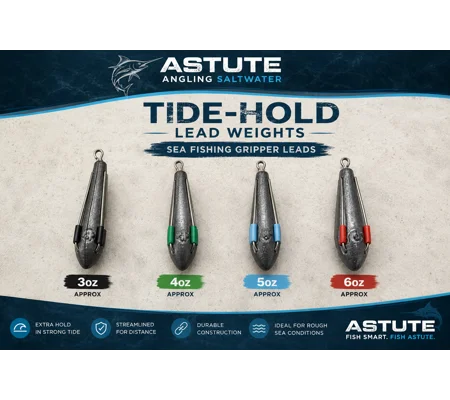 Astute Tide-Hold Lead Weights – Sea Fishing Gripper Leads 3oz–6oz