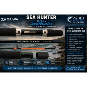 Daiwa Seahunter B7620 two-piece sea fishing rod with high-visibility orange tip in excellent used condition