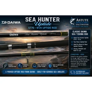 Daiwa Sea Hunter Uptide 5770 9½ft two-piece sea fishing rod for boat and uptide fishing – used condition