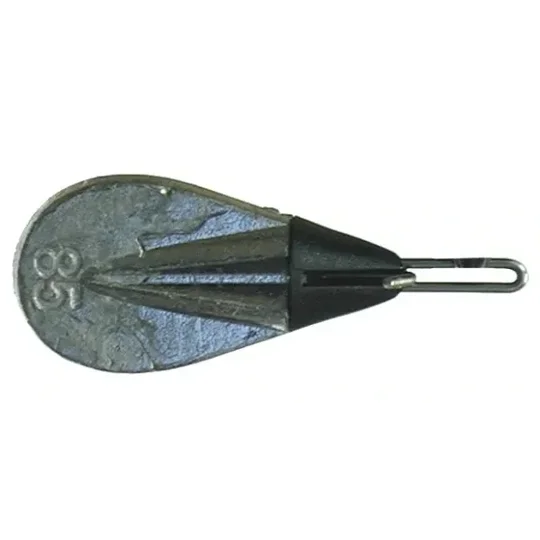 Breakaway Flattie sea fishing lead weights in 85g black and 150g yellow for flounder and flatfish fishing