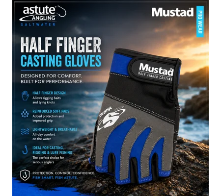 Mustad Half Finger Casting Glove | Sea Fishing Casting Protection
