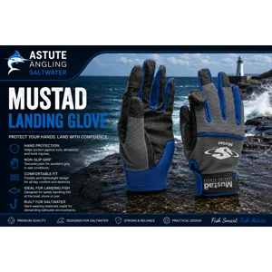 Mustad Landing Glove with non-slip palm for safely handling and landing saltwater fish