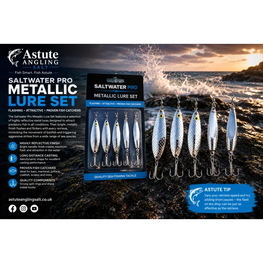 astute angling saltwater pro metallic lure set