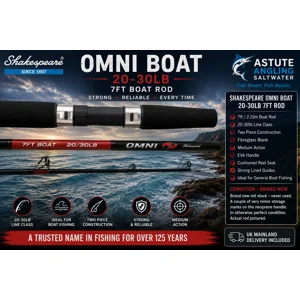 Shakespeare Omni 7ft 20–30lb two-piece sea fishing boat rod with EVA handle and lined guides