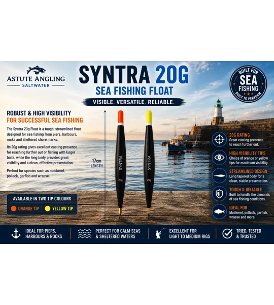 Syntra 20g 17cm sea fishing floats with orange and yellow high-visibility tips