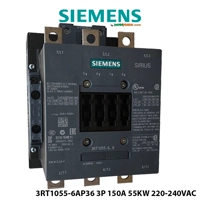 Kontaktor elektrik Siemens 3-polësh 150 A, 220–240 V AC/DC, 75 kW – me 2 kontakte ndihmëse NO + 2 NC