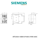 Kontaktor Elektrik Siemens Sirius, AC-3e/AC-3, 80 A, 37 kW / 400 V, 3-polësh, 24 V AC, 50 Hz-S2 Kontaktor Elektrik Siemens Sirius, AC-3e/AC-3, 80 A, 37 kW / 400 V, 3-polësh, 24 V AC, 50 Hz-S2