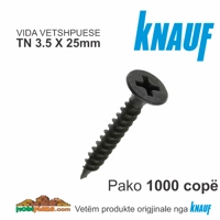 KNAUF TN25 3,5X25mm  Vidë Vetshpuese  e zezë - 1000 cp, Çmimi për Kuti