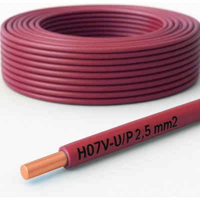 H07V-U 1x2.5 mm² Tip P Kabell fikse 1 fije, e kuqe, Cmimi per m gjatesi H07V-U 1x2.5 mm² Tip P Kabell fikse 1 fije, e kuqe, Cmimi per m gjatesi