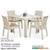 Set Tavoline 90x90 Kopshti me 4 Karrige - Cappuccino RATTAN STYLE (plastike e imituar si rattan) Set Tavoline 90x90 Kopshti me 4 Karrige - Cappuccino RATTAN STYLE (plastike e imituar si rattan)