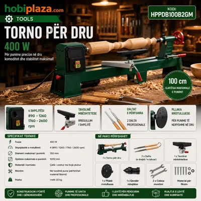 Torno per Dru Parkside 1 m 400 W me 4 shpejtesi