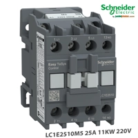 Kontaktor Schneider Easy TeSys LC1E, 3P AC-3, ≤440V, 11KW 25A, spirale 220V AC, me 1 kontakt ndihmës