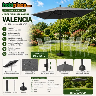 Qader Dielli per Kopsht VALENCIA 210 × 140 cm – Antracit