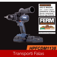 Trapan Combi (AKU) pa kabllo 20V - 2.0Ah 2 bateri - pa furça(Elektroda Karboni)