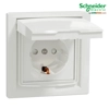Asfora - Priza monofaze Schneider me tokëzim anësor, kapak dhe mbrojtëse,16A,IP44, e bardhë