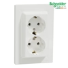 Asfora - Priza e dyfishtë me tokëzim anësor nga Schneider Electric - 16A, e bardhë
