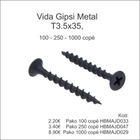 Vida Gipsi Metal T3.5x35  (100, 250 ose 1000 cp)
