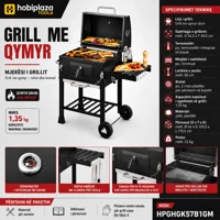 Grill me Qymyr me Rafte Anesore dhe me kapak mbulues