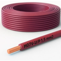 H07V-U 1x1.5 mm² Tip P Kabell fikse 1 fije, e kuqe, Cmimi ..