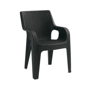 Karrige plastike Tiger Chair – Dizajn rattan, ngjyrë antracid