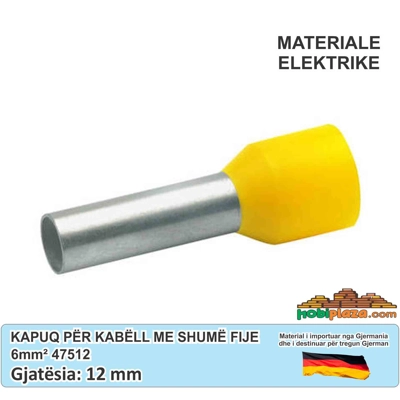 Kapuqa Terminal fundor 6 mm² Klauke të Izoluar - Qese me 100 copë (47512) Kapuqa Terminal fundor 6 mm² Klauke të Izoluar - Qese me 100 copë (47512)